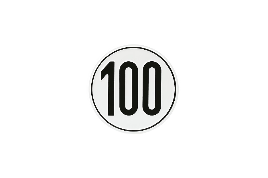 Geschwindigkeitsschild, 100 km/h, Aluminium, Ø 200 mm Geschwindigkeitsschild, 100 km/h, Aluminium, Ø 200 mm