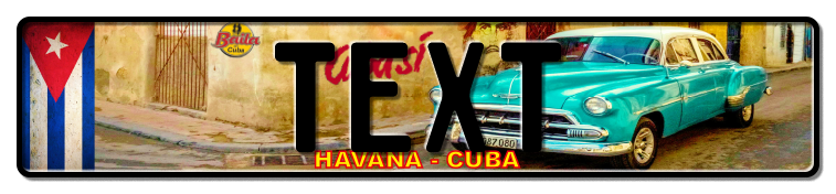 Funschild Cuba blue car, 520x110 mm