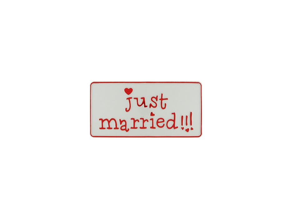 Fun-Schild "just married!!!", 300x150 mm